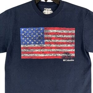 Columbia Shirt Medium Men‎ Blue Outdoor USA Flag Hiking Camping Tee